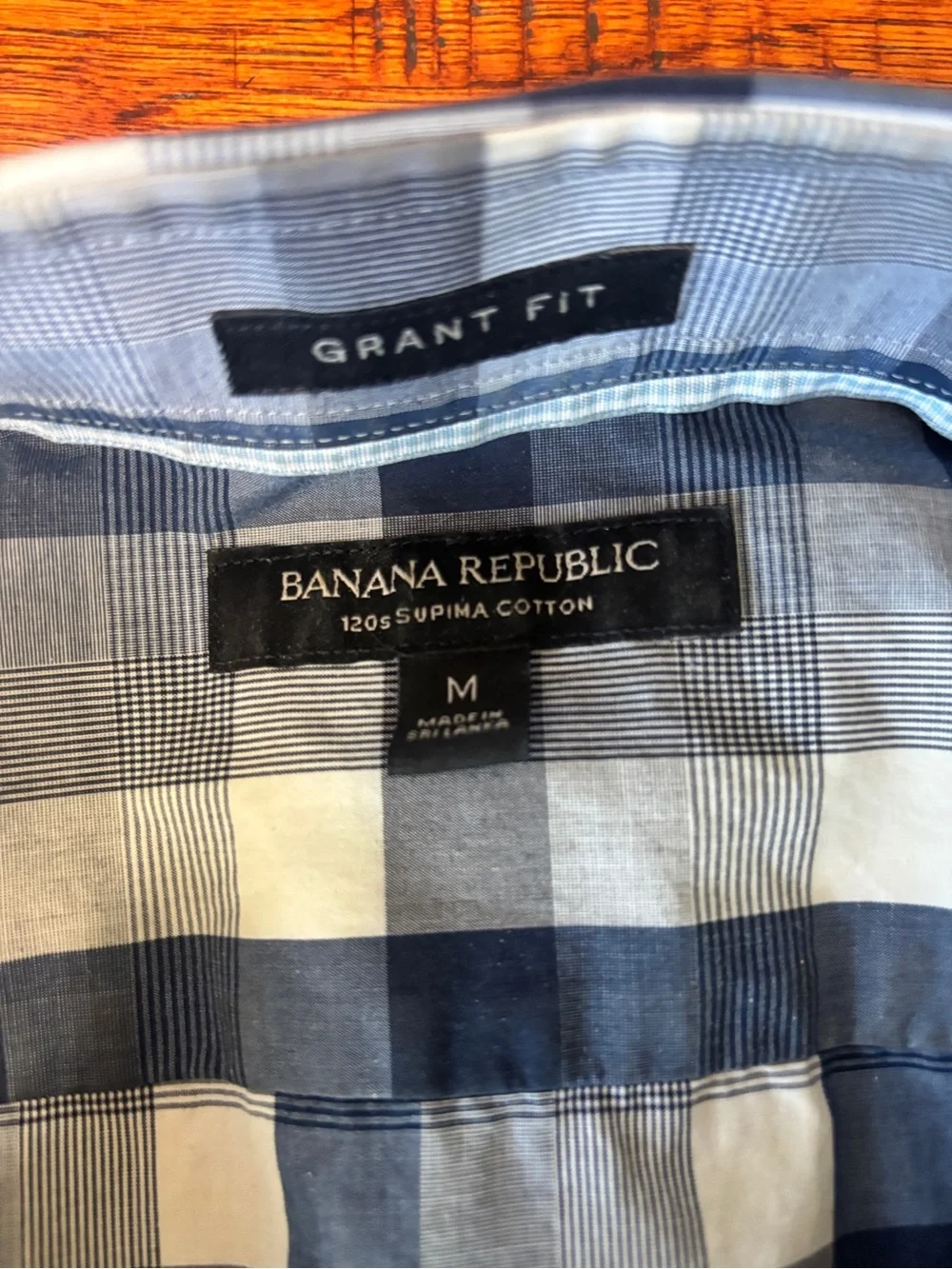 Banana Republic Navy and White Plaid Button-Down Shirt